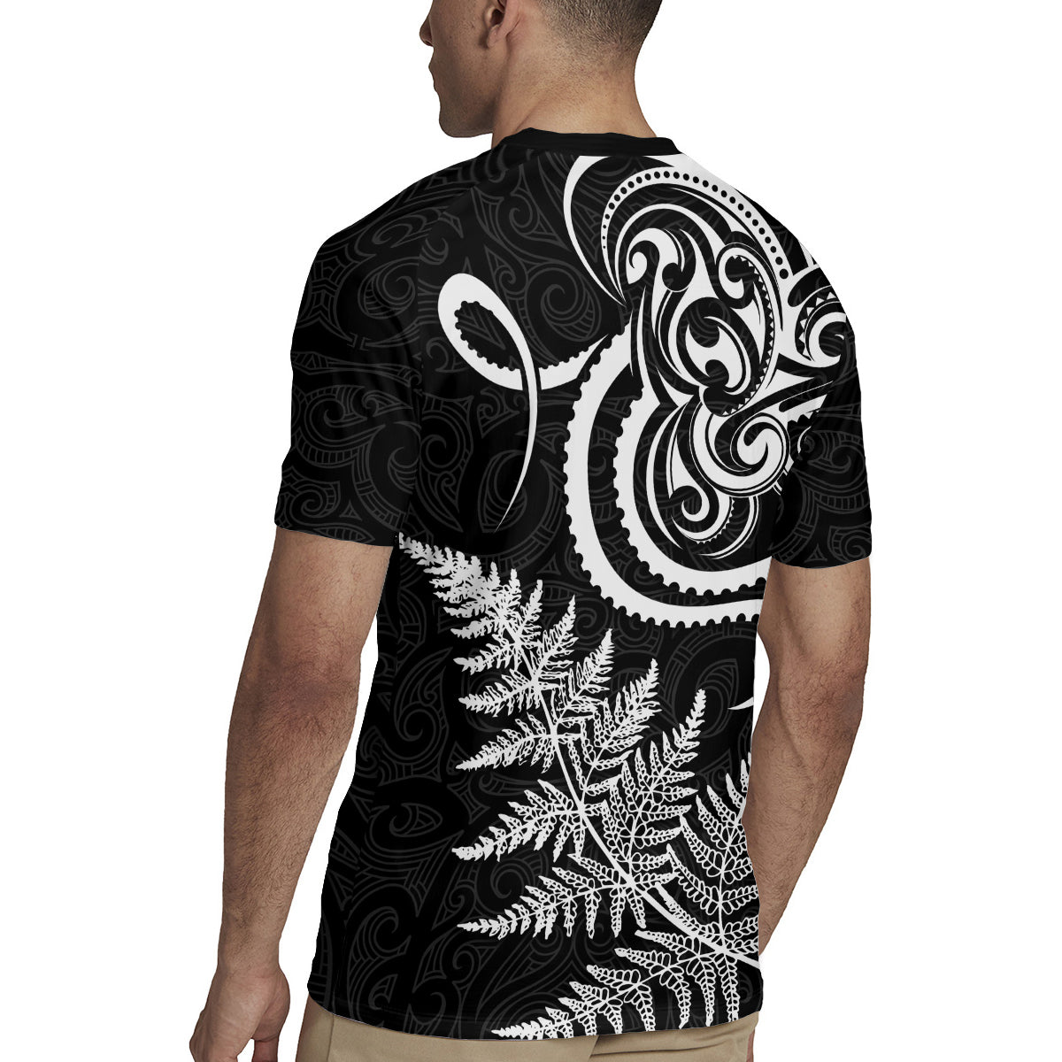 New Zealand Octopus Tattoo and Fern Rugby Jersey Maori Pattern LT03 - Polynesian Pride