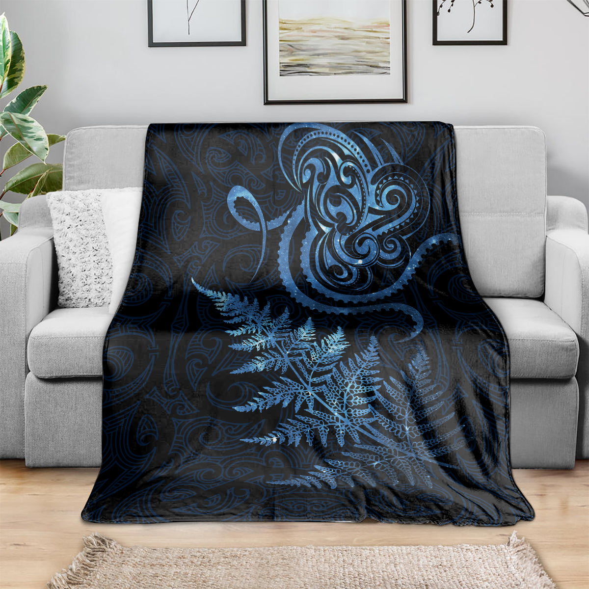 New Zealand Octopus Tattoo and Fern Blanket Maori Pattern Matariki Style LT03 - Polynesian Pride