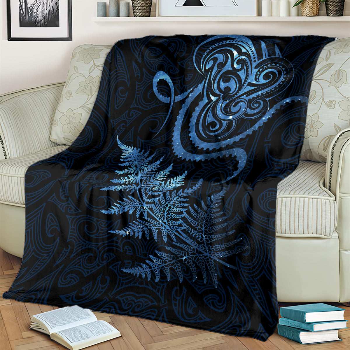 New Zealand Octopus Tattoo and Fern Blanket Maori Pattern Matariki Style LT03 - Polynesian Pride