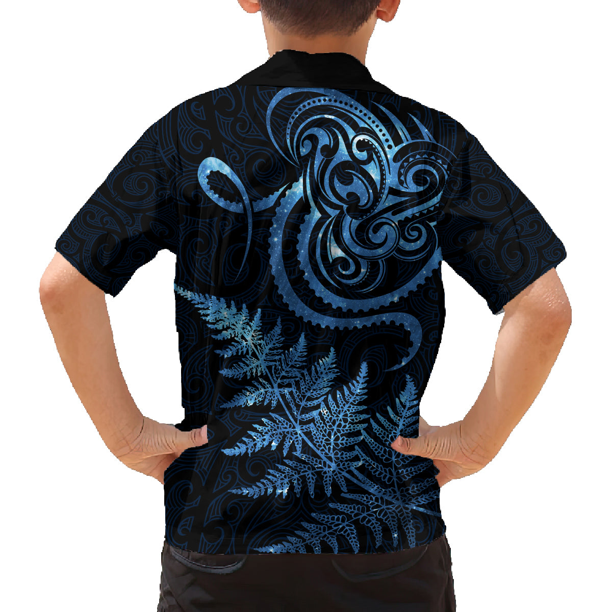 New Zealand Octopus Tattoo and Fern Family Matching Summer Maxi Dress and Hawaiian Shirt Maori Pattern Matariki Style LT03 - Polynesian Pride