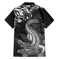 New Zealand Crocodile Tattoo and Fern Family Matching Tank Maxi Dress and Hawaiian Shirt Maori Pattern LT03 - Polynesian Pride