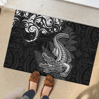 New Zealand Crocodile Tattoo and Fern Rubber Doormat Maori Pattern