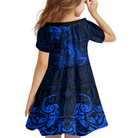 New Zealand Crocodile Tattoo and Fern Family Matching Summer Maxi Dress and Hawaiian Shirt Maori Pattern Blue Color LT03 - Polynesian Pride
