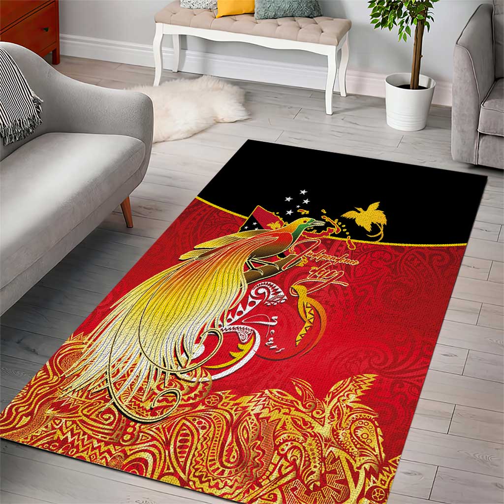 Papua New Guinea Independence Day Area Rug Happy Anniversary 50th Bird-of-paradise Melanesian Tattoos LT03 - Polynesian Pride