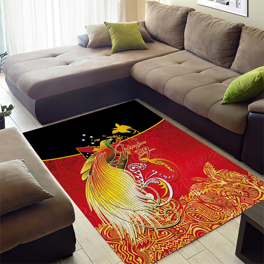 Papua New Guinea Independence Day Area Rug Happy Anniversary 50th Bird-of-paradise Melanesian Tattoos LT03 - Polynesian Pride