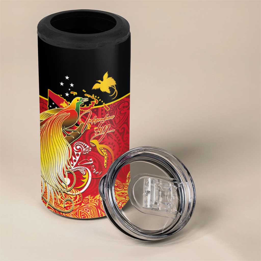 Papua New Guinea Independence Day 4 in 1 Can Cooler Tumbler Happy Anniversary 50th Bird-of-paradise Melanesian Tattoos LT03 - Polynesian Pride