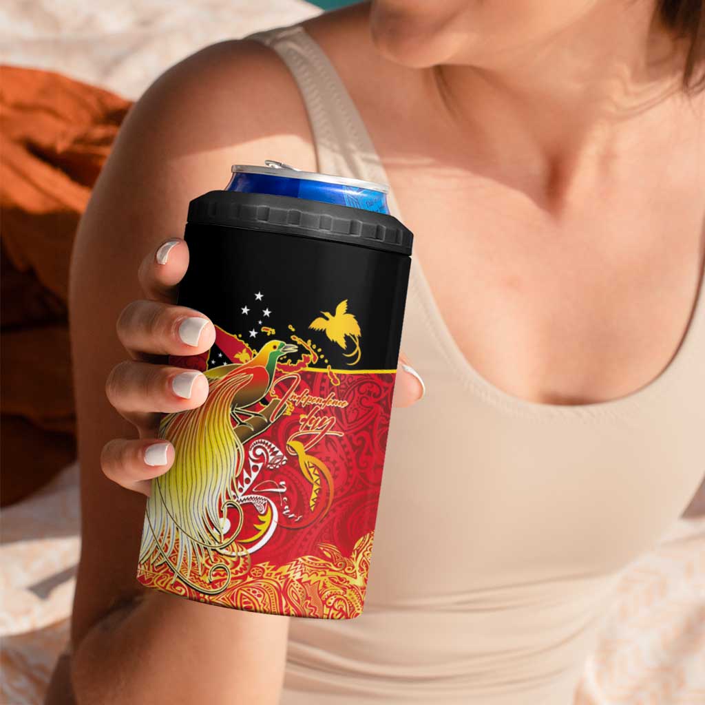 Papua New Guinea Independence Day 4 in 1 Can Cooler Tumbler Happy Anniversary 50th Bird-of-paradise Melanesian Tattoos LT03 - Polynesian Pride
