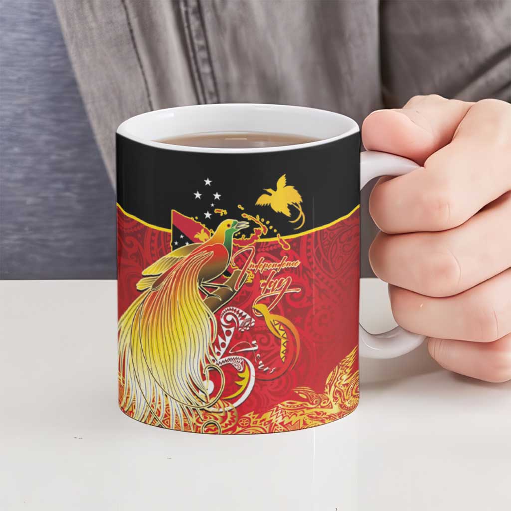 Papua New Guinea Independence Day Ceramic Mug Happy Anniversary 50th Bird-of-paradise Melanesian Tattoos - Polynesian Pride