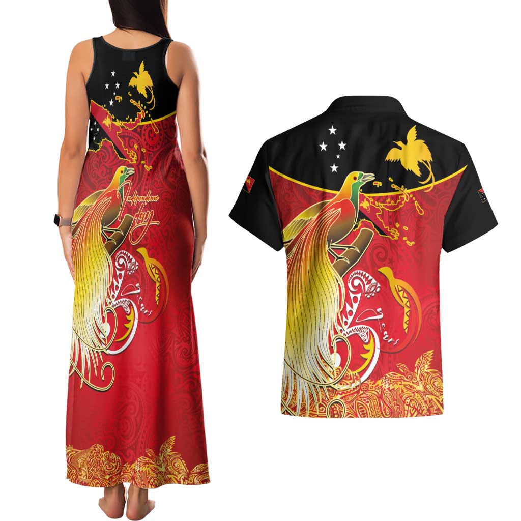 Papua New Guinea Independence Day Couples Matching Tank Maxi Dress and Hawaiian Shirt Happy Anniversary 50th Bird-of-paradise Melanesian Tattoos LT03 - Polynesian Pride