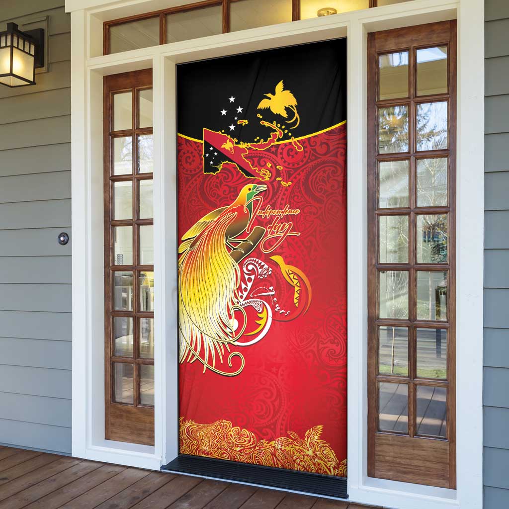 Papua New Guinea Independence Day Door Cover Happy Anniversary 50th Bird-of-paradise Melanesian Tattoos LT03 - Polynesian Pride