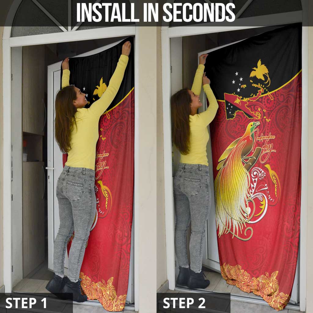 Papua New Guinea Independence Day Door Cover Happy Anniversary 50th Bird-of-paradise Melanesian Tattoos LT03 - Polynesian Pride