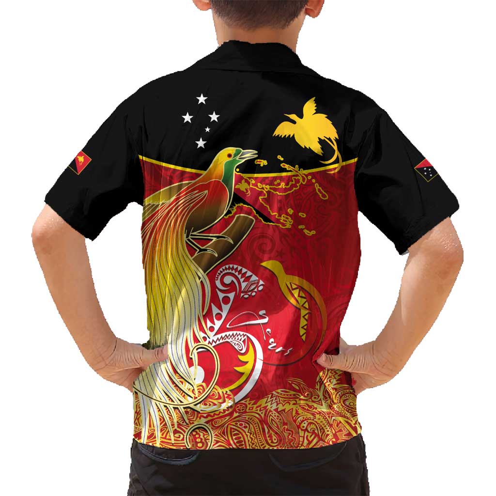 Papua New Guinea Independence Day Family Matching Long Sleeve Bodycon Dress and Hawaiian Shirt Happy Anniversary 50th Bird-of-paradise Melanesian Tattoos LT03 - Polynesian Pride