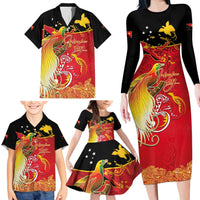 Papua New Guinea Independence Day Family Matching Long Sleeve Bodycon Dress and Hawaiian Shirt Happy Anniversary 50th Bird-of-paradise Melanesian Tattoos LT03 - Polynesian Pride