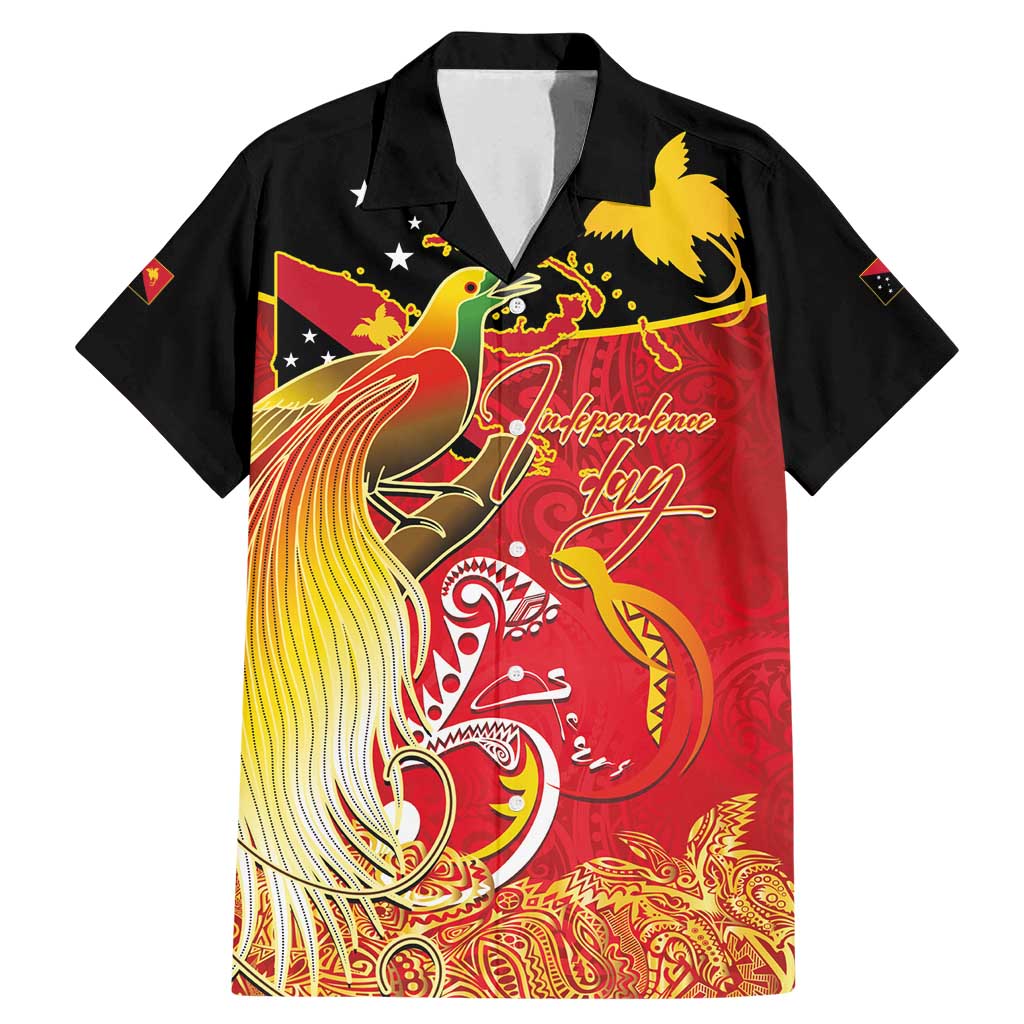 Papua New Guinea Independence Day Family Matching Mermaid Dress and Hawaiian Shirt Happy Anniversary 50th Bird-of-paradise Melanesian Tattoos LT03 Dad's Shirt - Short Sleeve Black - Polynesian Pride