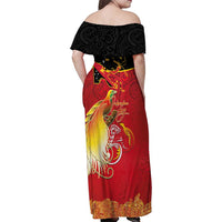 Papua New Guinea Independence Day Family Matching Off Shoulder Maxi Dress and Hawaiian Shirt Happy Anniversary 50th Bird-of-paradise Melanesian Tattoos LT03 - Polynesian Pride