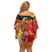 Papua New Guinea Independence Day Family Matching Off Shoulder Short Dress and Hawaiian Shirt Happy Anniversary 50th Bird-of-paradise Melanesian Tattoos LT03 - Polynesian Pride