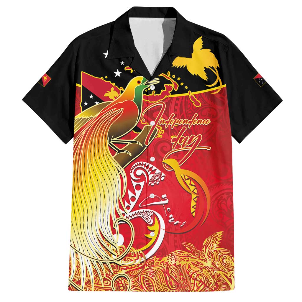 Papua New Guinea Independence Day Family Matching Puletasi and Hawaiian Shirt Happy Anniversary 50th Bird-of-paradise Melanesian Tattoos LT03 Dad's Shirt - Short Sleeve Black - Polynesian Pride