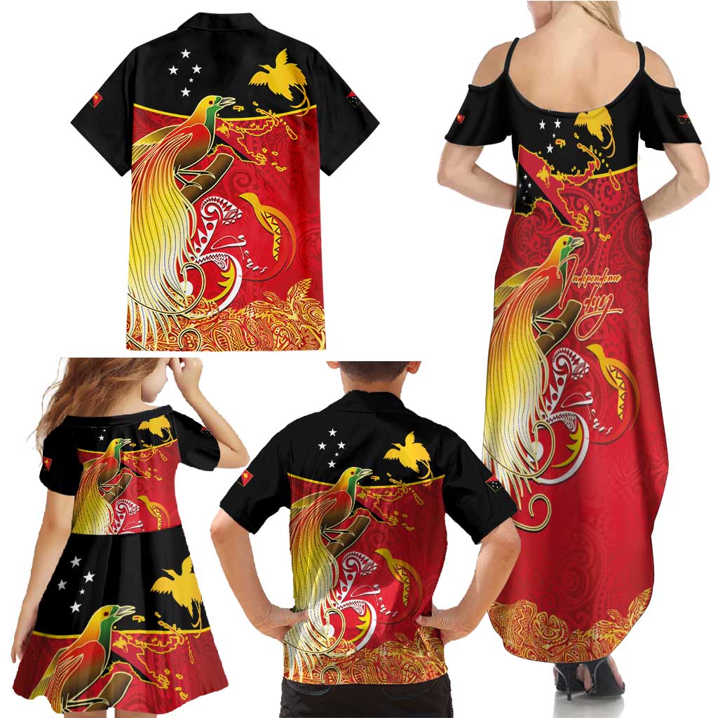 Papua New Guinea Independence Day Family Matching Summer Maxi Dress and Hawaiian Shirt Happy Anniversary 50th Bird-of-paradise Melanesian Tattoos LT03 - Polynesian Pride