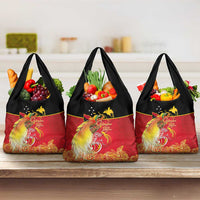 Papua New Guinea Independence Day Grocery Bag Happy Anniversary 50th Bird-of-paradise Melanesian Tattoos LT03 3-pack One Size Black - Polynesian Pride