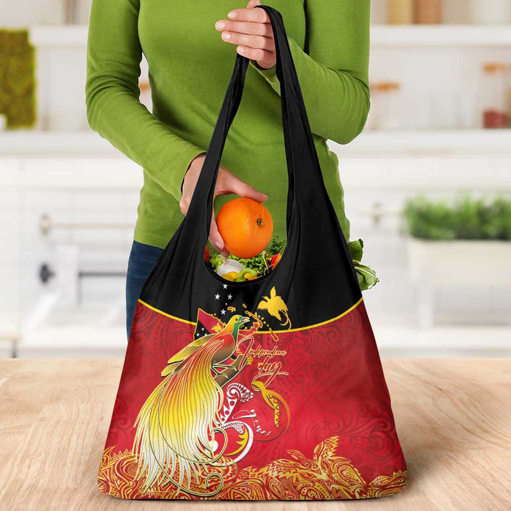 Papua New Guinea Independence Day Grocery Bag Happy Anniversary 50th Bird-of-paradise Melanesian Tattoos LT03 - Polynesian Pride