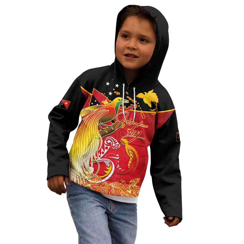 Papua New Guinea Independence Day Kid Hoodie Happy Anniversary 50th Bird-of-paradise Melanesian Tattoos LT03 - Polynesian Pride