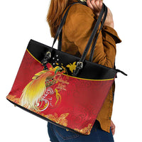Papua New Guinea Independence Day Leather Tote Bag Happy Anniversary 50th Bird-of-paradise Melanesian Tattoos LT03 - Polynesian Pride
