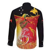 Papua New Guinea Independence Day Long Sleeve Button Shirt Happy Anniversary 50th Bird-of-paradise Melanesian Tattoos LT03 - Polynesian Pride