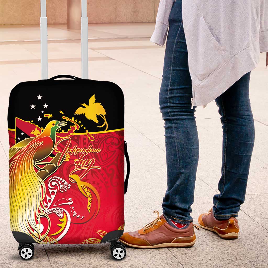 Papua New Guinea Independence Day Luggage Cover Happy Anniversary 50th Bird-of-paradise Melanesian Tattoos LT03 Black - Polynesian Pride