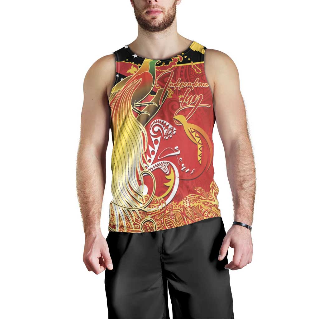 Papua New Guinea Independence Day Men Tank Top Happy Anniversary 50th Bird-of-paradise Melanesian Tattoos LT03 - Polynesian Pride