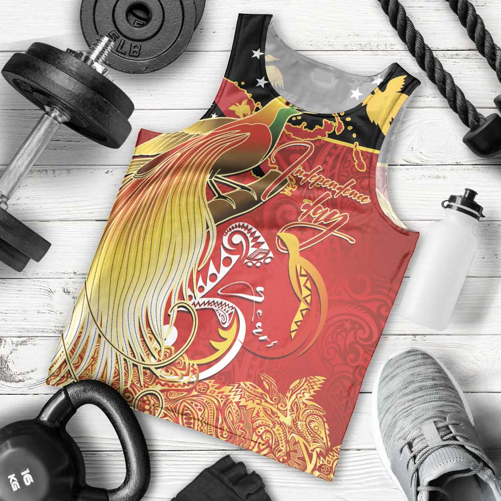 Papua New Guinea Independence Day Men Tank Top Happy Anniversary 50th Bird-of-paradise Melanesian Tattoos LT03 - Polynesian Pride