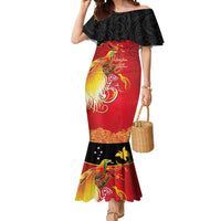 Papua New Guinea Independence Day Mermaid Dress Happy Anniversary 50th Bird-of-paradise Melanesian Tattoos LT03 Women Black - Polynesian Pride