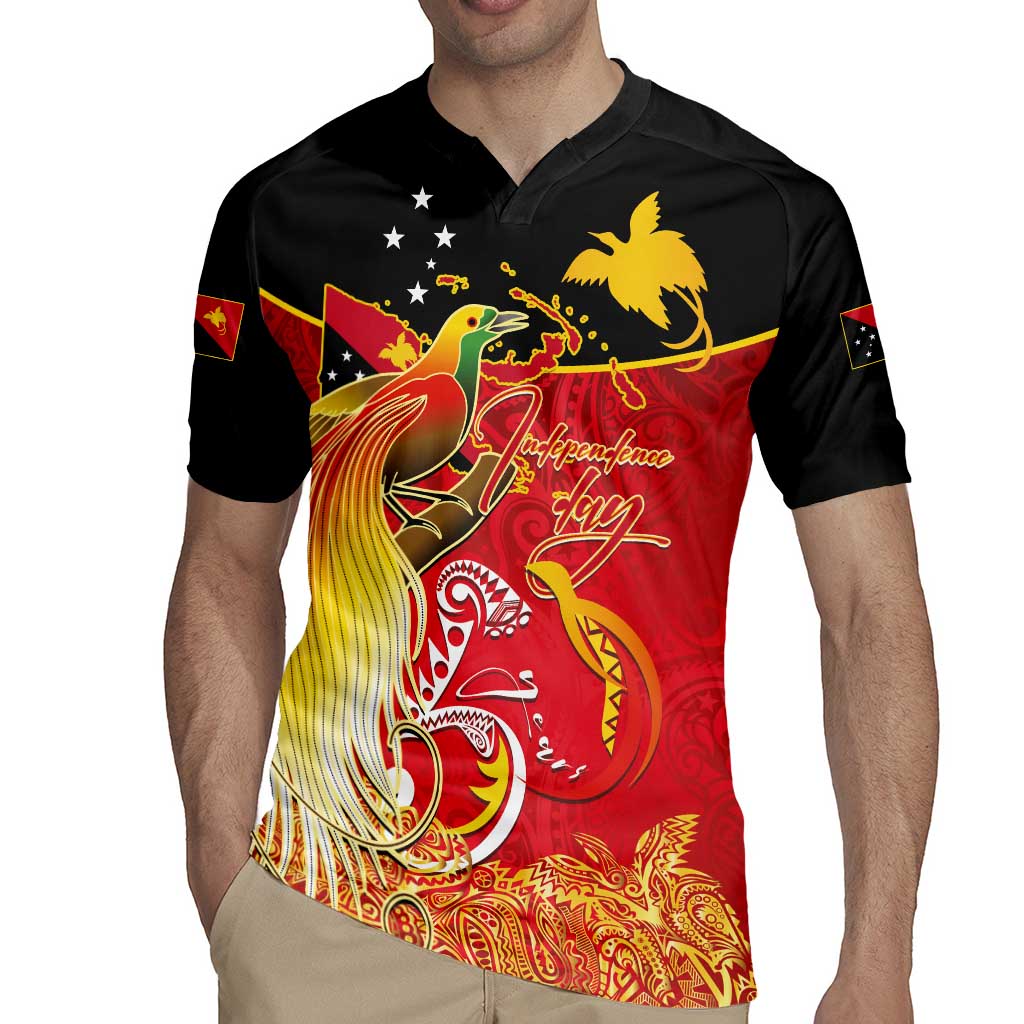 Papua New Guinea Independence Day Rugby Jersey Happy Anniversary 50th Bird-of-paradise Melanesian Tattoos LT03 - Polynesian Pride