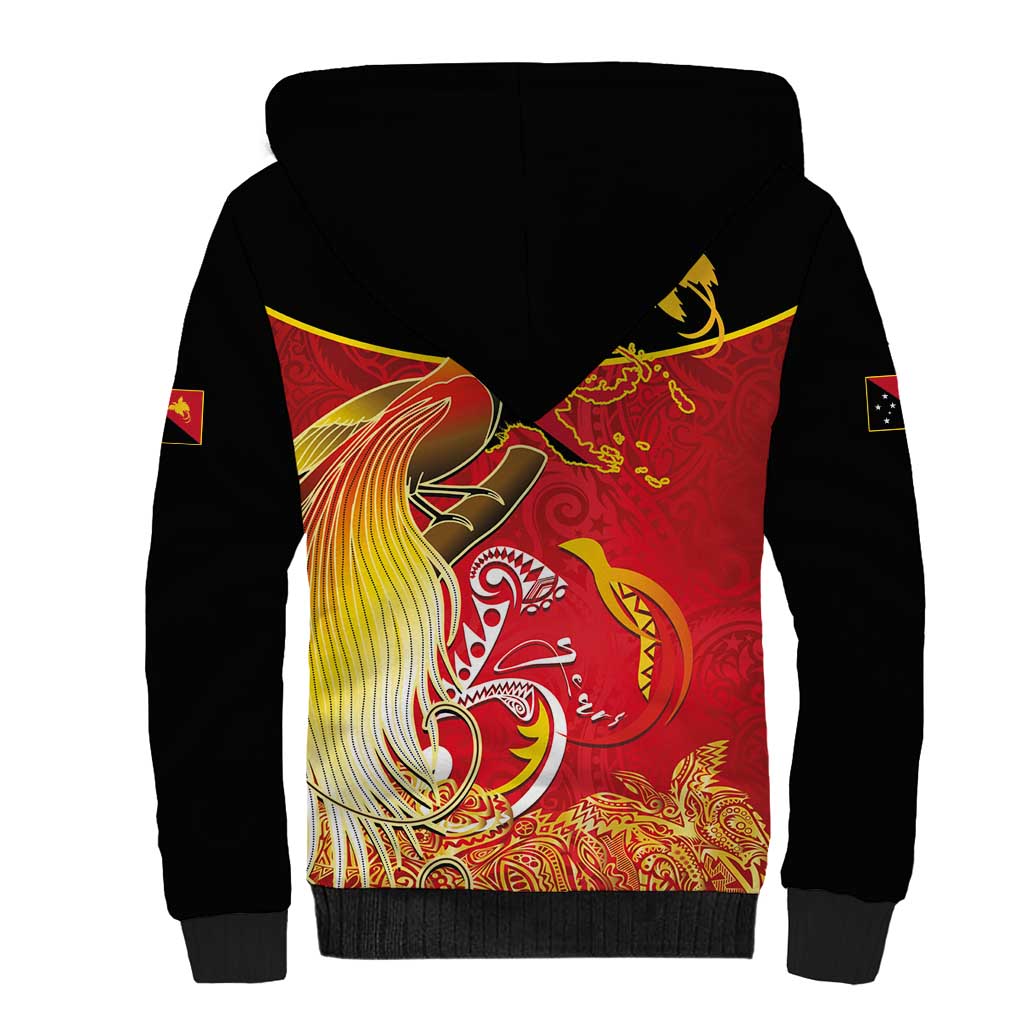 Papua New Guinea Independence Day Sherpa Hoodie Happy Anniversary 50th Bird-of-paradise Melanesian Tattoos LT03 - Polynesian Pride