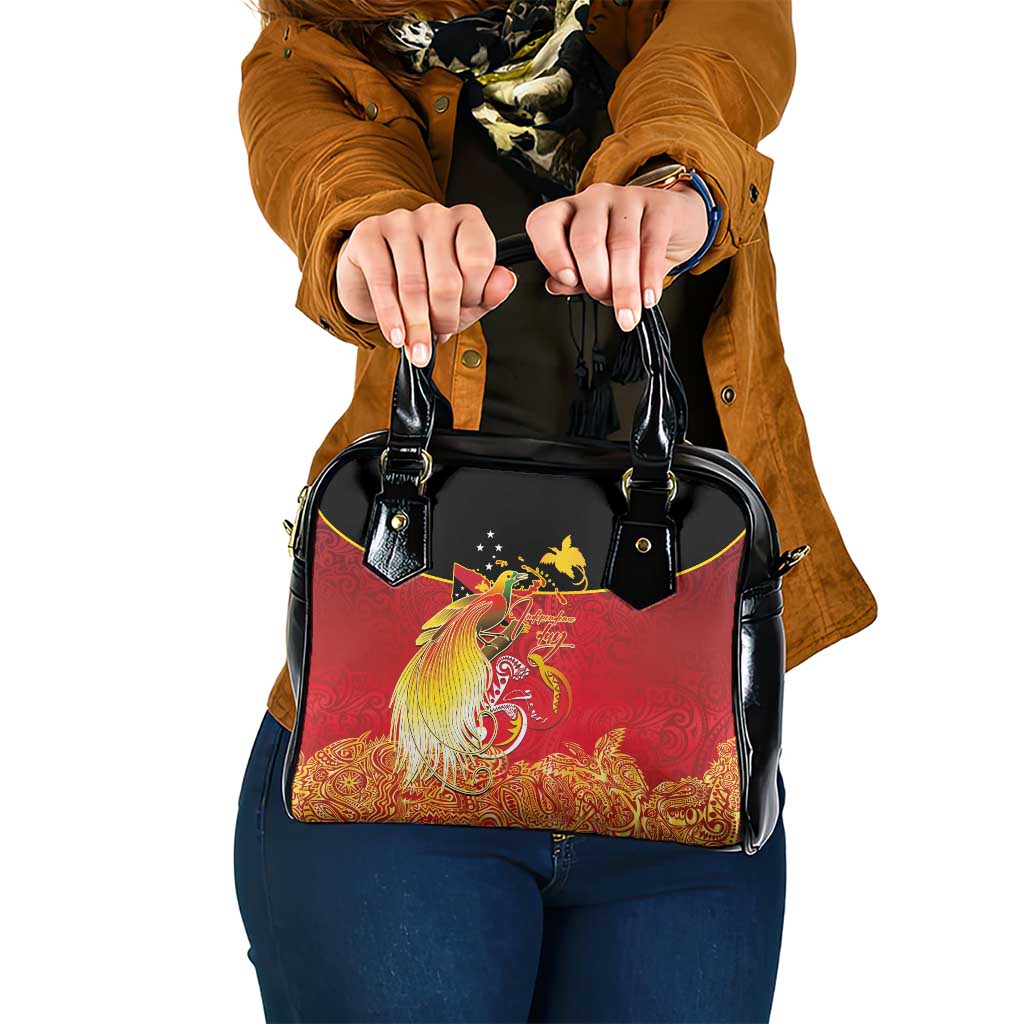Papua New Guinea Independence Day Shoulder Handbag Happy Anniversary 50th Bird-of-paradise Melanesian Tattoos - Polynesian Pride