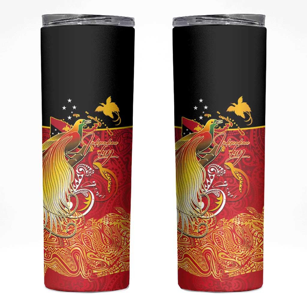Papua New Guinea Independence Day Skinny Tumbler Happy Anniversary 50th Bird-of-paradise Melanesian Tattoos LT03 Black - Polynesian Pride