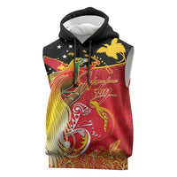 Papua New Guinea Independence Day Sleeveless Hoodie Happy Anniversary 50th Bird-of-paradise Melanesian Tattoos LT03 Black - Polynesian Pride