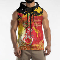 Papua New Guinea Independence Day Sleeveless Zip Hoodie Happy Anniversary 50th Bird-of-paradise Melanesian Tattoos LT03 - Polynesian Pride