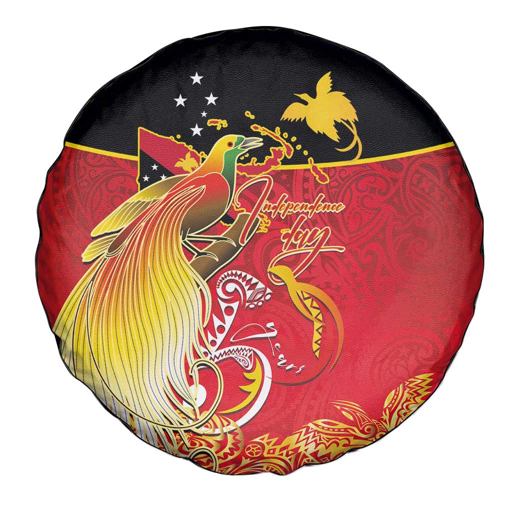 Papua New Guinea Independence Day Spare Tire Cover Happy Anniversary 50th Bird-of-paradise Melanesian Tattoos LT03 - Polynesian Pride