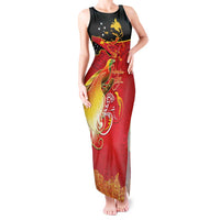 Papua New Guinea Independence Day Tank Maxi Dress Happy Anniversary 50th Bird-of-paradise Melanesian Tattoos LT03 Women Black - Polynesian Pride