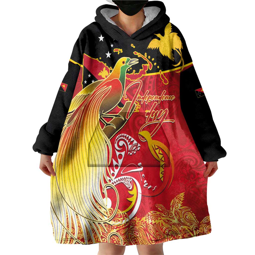 Papua New Guinea Independence Day Wearable Blanket Hoodie Happy Anniversary 50th Bird-of-paradise Melanesian Tattoos LT03 - Polynesian Pride