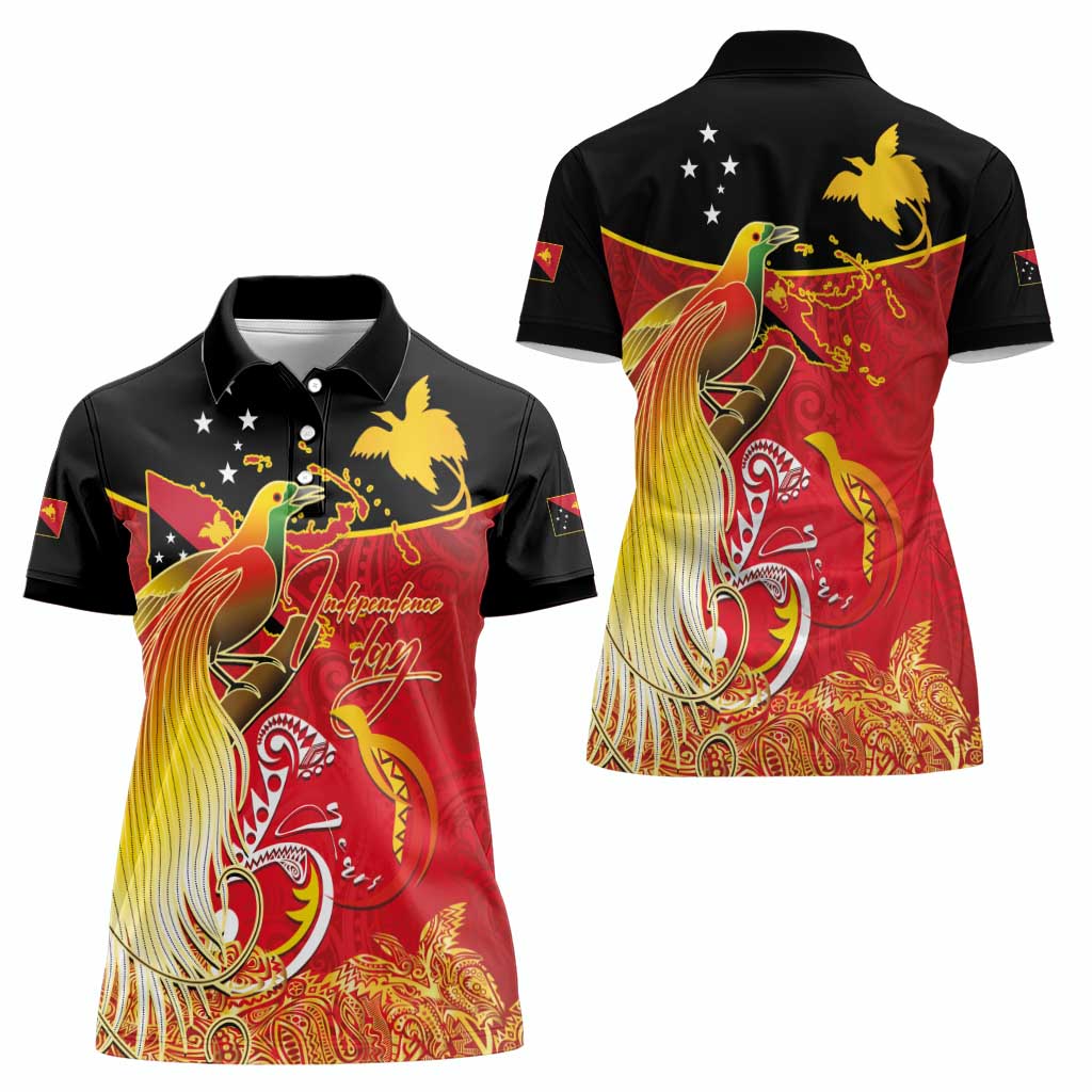 Papua New Guinea Independence Day Women Polo Shirt Happy Anniversary 50th Bird-of-paradise Melanesian Tattoos LT03 - Polynesian Pride