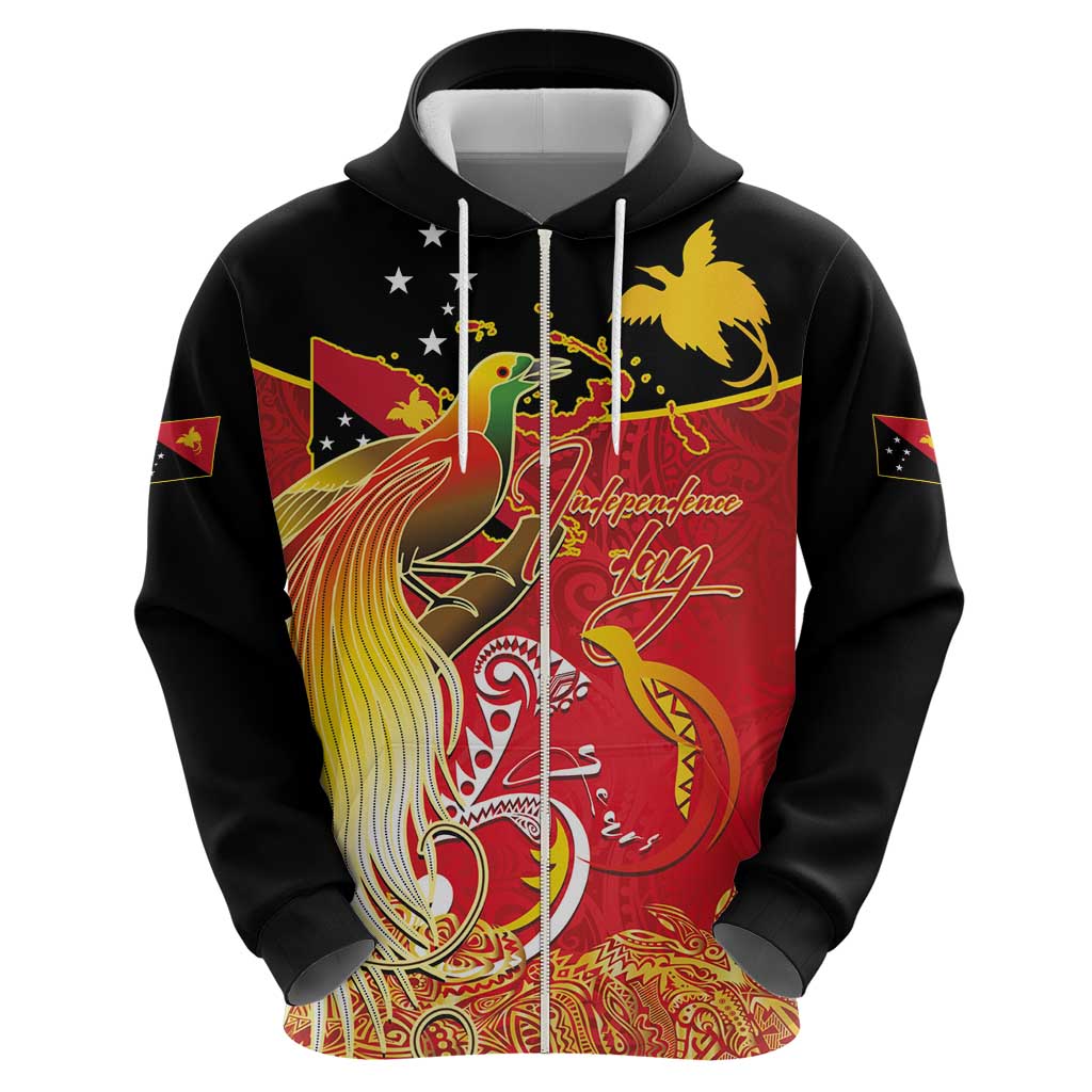Papua New Guinea Independence Day Zip Hoodie Happy Anniversary 50th Bird-of-paradise Melanesian Tattoos LT03 - Polynesian Pride