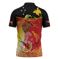 Papua New Guinea Independence Day Zipper Polo Shirt Happy Anniversary 50th Bird-of-paradise Melanesian Tattoos LT03 - Polynesian Pride