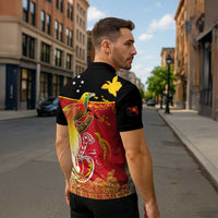 Papua New Guinea Independence Day Zipper Polo Shirt Happy Anniversary 50th Bird-of-paradise Melanesian Tattoos LT03 - Polynesian Pride