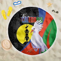 New Caledonia Beach Blanket Kagu Bird and The Seal with Melanesian Culture LT03 One Size 150cm Black - Polynesian Pride