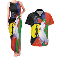 New Caledonia Couples Matching Tank Maxi Dress and Hawaiian Shirt Kagu Bird and The Seal with Melanesian Culture LT03 Black - Polynesian Pride