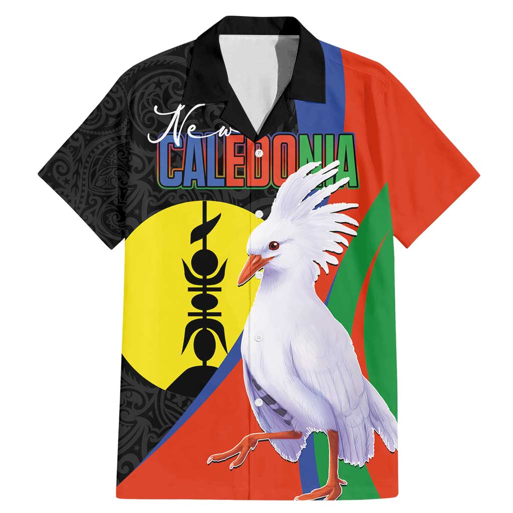 New Caledonia Family Matching Mermaid Dress and Hawaiian Shirt Kagu Bird and The Seal with Melanesian Culture LT03 Dad's Shirt - Short Sleeve Black - Polynesian Pride