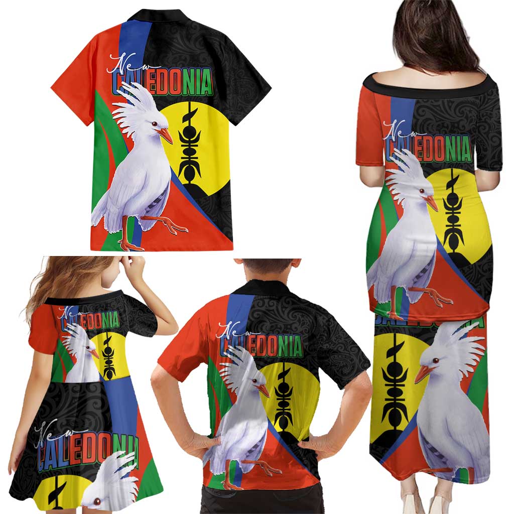 New Caledonia Family Matching Puletasi and Hawaiian Shirt Kagu Bird and The Seal with Melanesian Culture LT03 - Polynesian Pride
