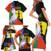 New Caledonia Family Matching Short Sleeve Bodycon Dress and Hawaiian Shirt Kagu Bird and The Seal with Melanesian Culture LT03 - Polynesian Pride