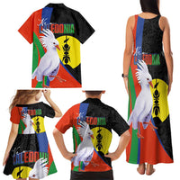 New Caledonia Family Matching Tank Maxi Dress and Hawaiian Shirt Kagu Bird and The Seal with Melanesian Culture LT03 - Polynesian Pride